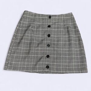 Grey Plaid Mini Skirt